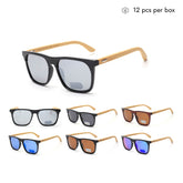 VZB043 Gafas de sol polarizadas cuadradas de bambú para mujeres y hombres al por mayor 1 docena (12 piezas)